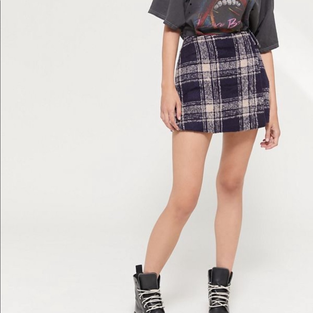 Urban Outfitters Clara Cozy Plaid Wrap Skirt